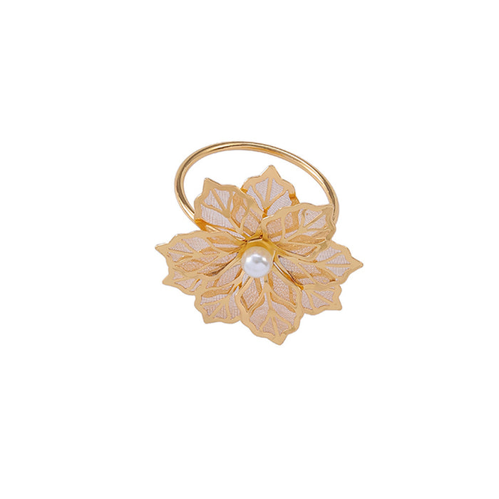 6pcs Metal Floral Napkin Rings, Vintage Openwork Rose Design