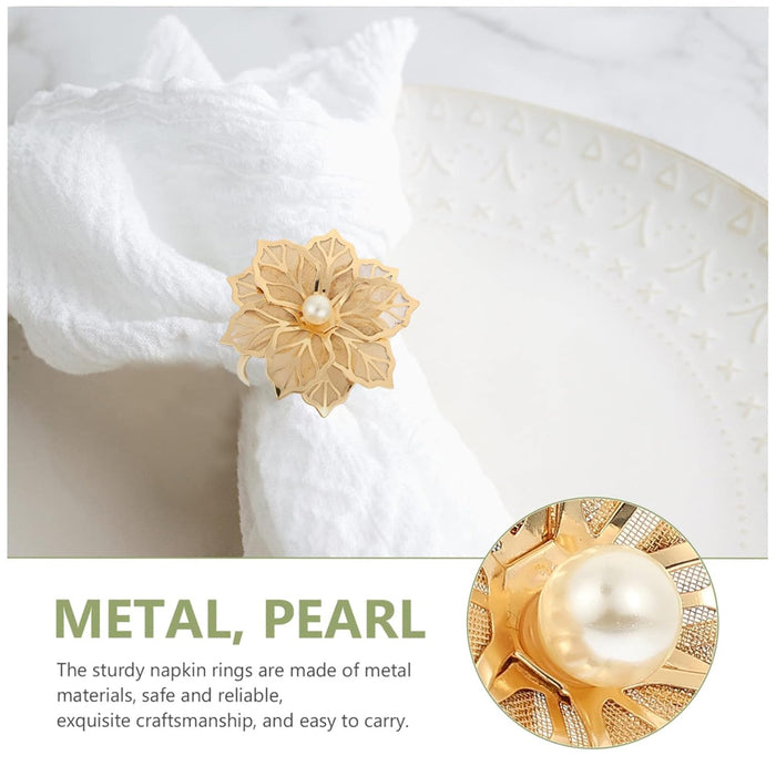 6pcs Metal Floral Napkin Rings, Vintage Openwork Rose Design