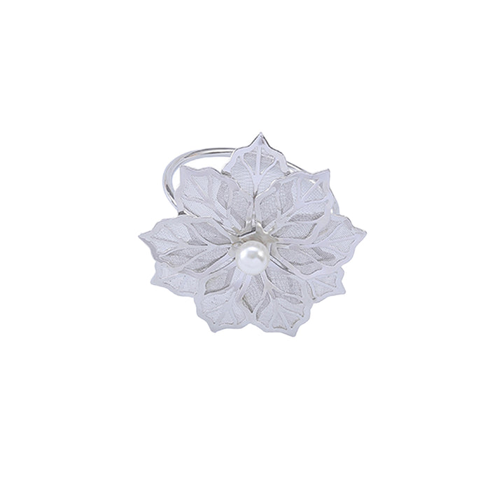 6pcs Metal Floral Napkin Rings, Vintage Openwork Rose Design