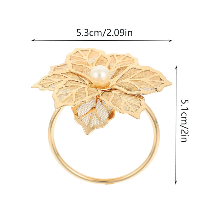 6pcs Metal Floral Napkin Rings, Vintage Openwork Rose Design