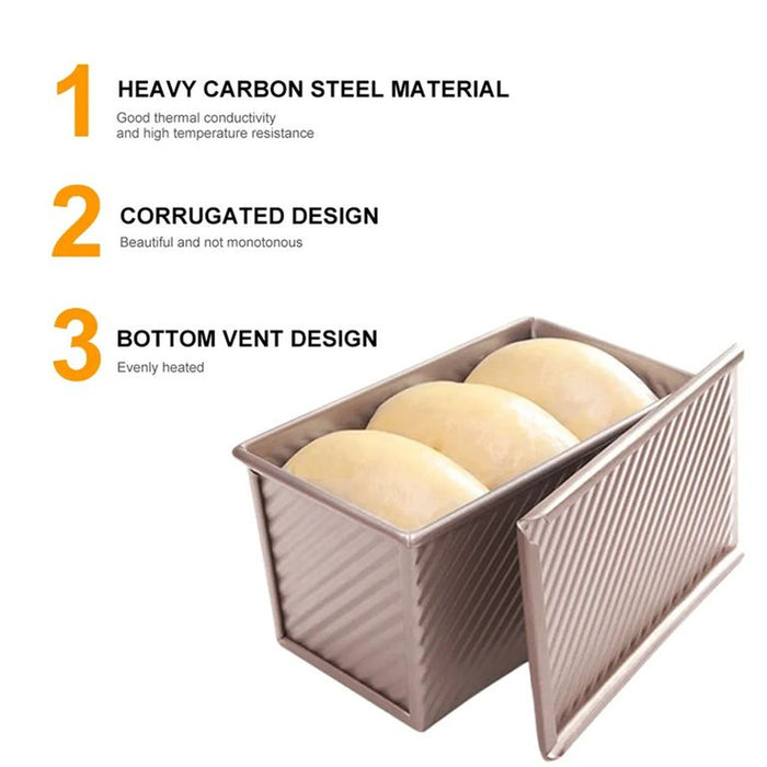 Toast Bread Box with Lid Non Stick Carbon Steel Baking Mould