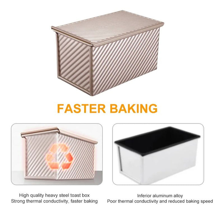 Toast Bread Box with Lid Non Stick Carbon Steel Baking Mould