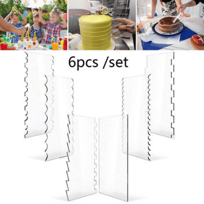 6 Pcs Acrylic Cake Scrapers Transparent 10x24cm Edge Tools