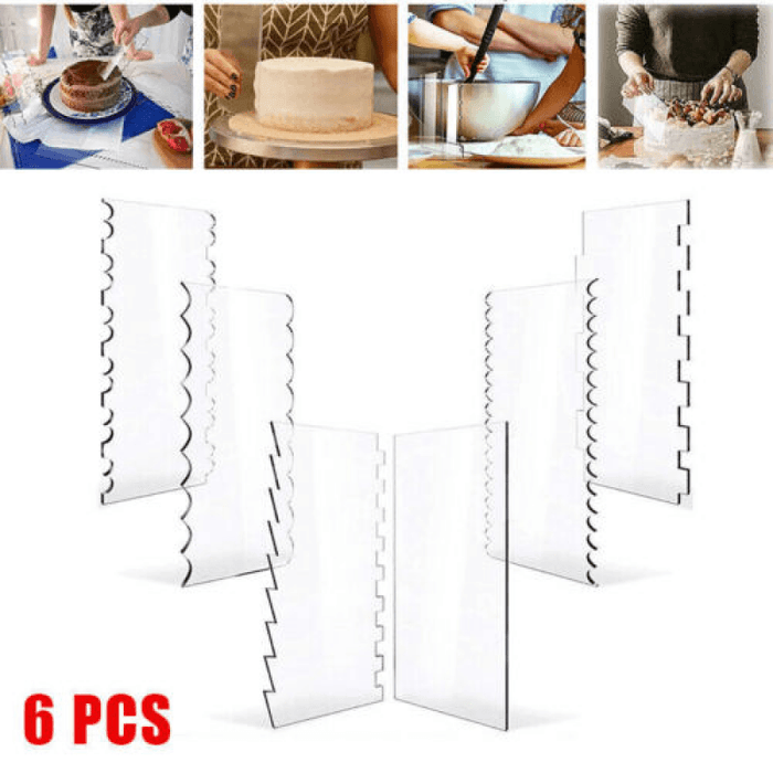 6 Pcs Acrylic Cake Scrapers Transparent 10x24cm Edge Tools