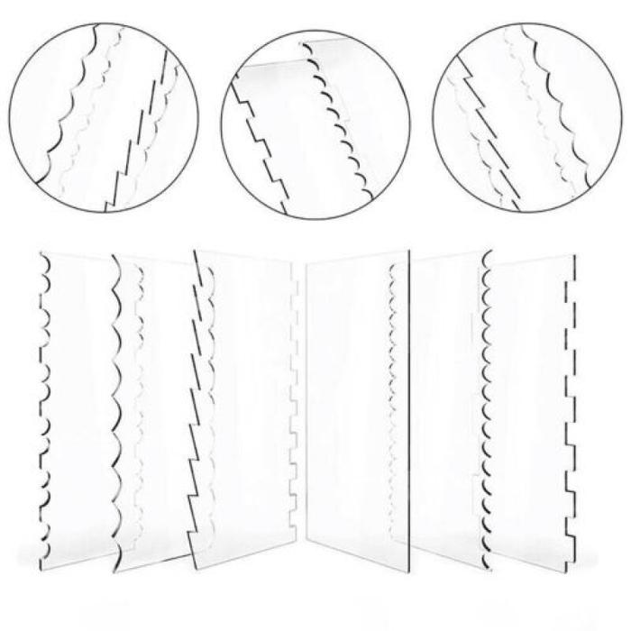 6 Pcs Acrylic Cake Scrapers Transparent 10x24cm Edge Tools