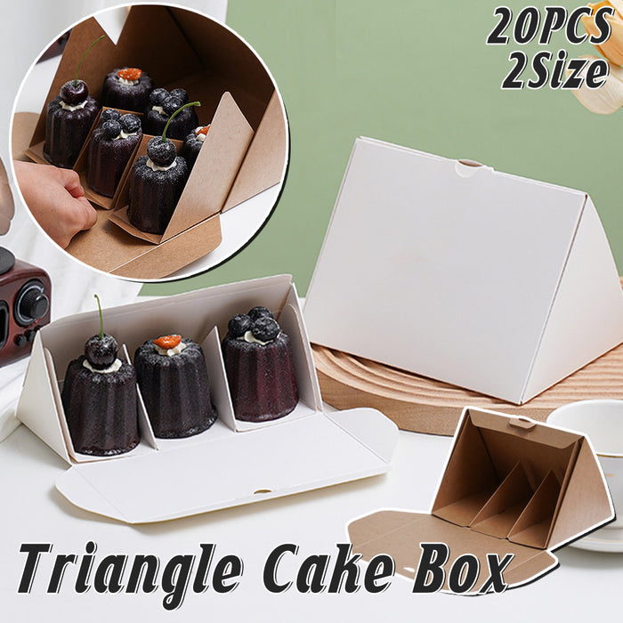 20 Pcs Triangle Cake Boxes for Sandwich and Small Food Packaging in 2 Colors 2 Sizes