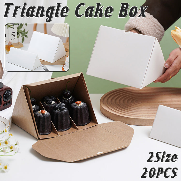 20 Pcs Triangle Cake Boxes for Sandwich and Small Food Packaging in 2 Colors 2 Sizes
