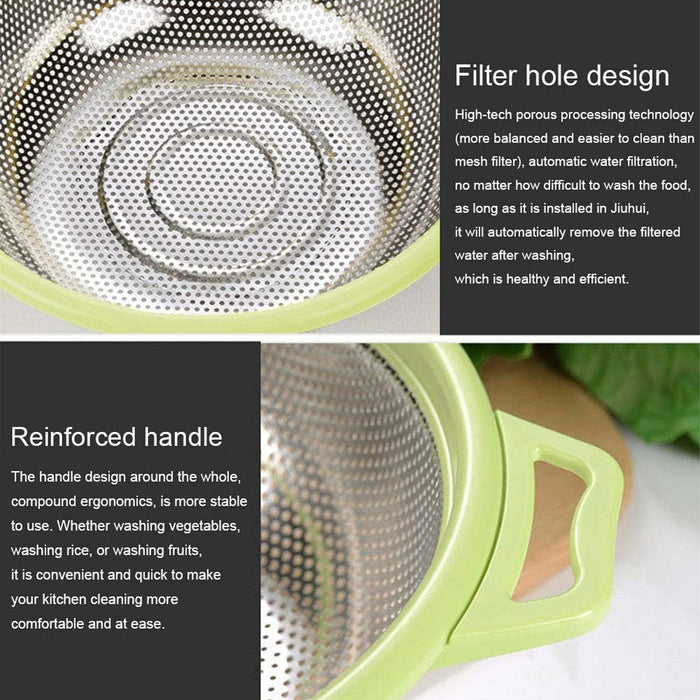 2PCS Stainless Steel Drain Basins Double Handle Design