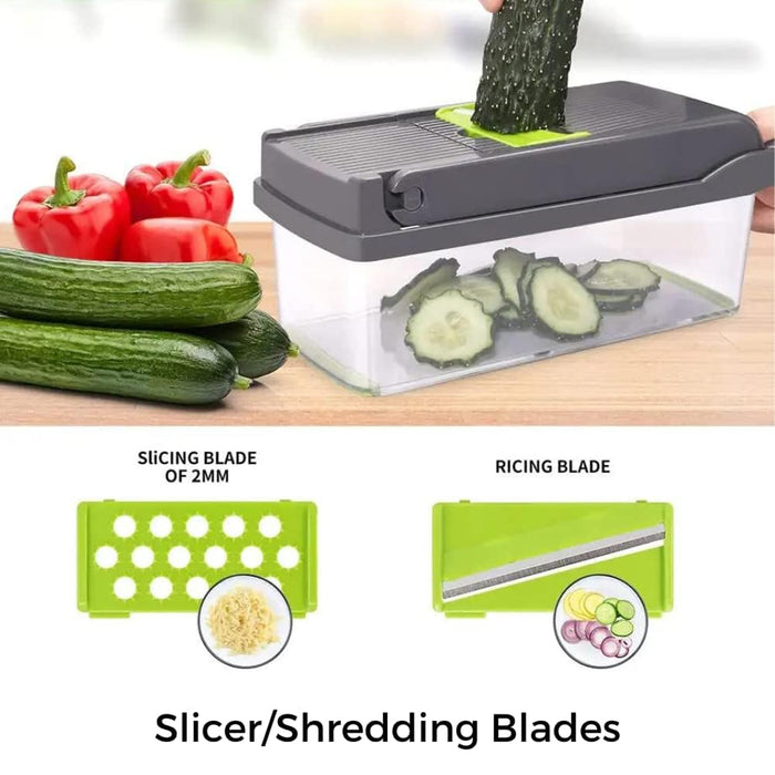 16-in-1 Multi-Functional Kitchen Vegetable Cutter with Interchangeable Blades