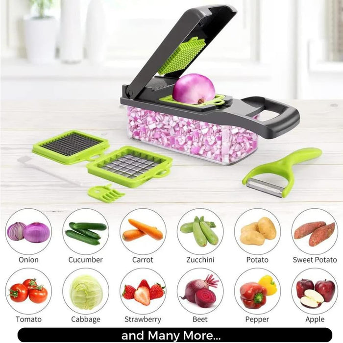 16-in-1 Multi-Functional Kitchen Vegetable Cutter with Interchangeable Blades
