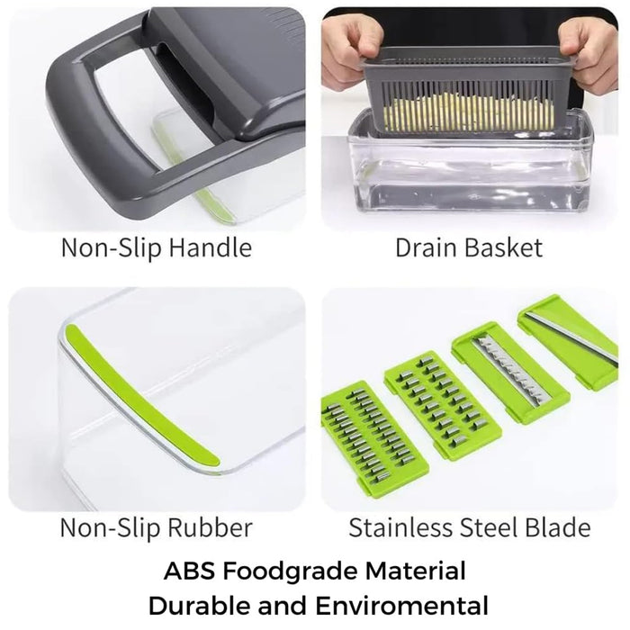 16-in-1 Multi-Functional Kitchen Vegetable Cutter with Interchangeable Blades