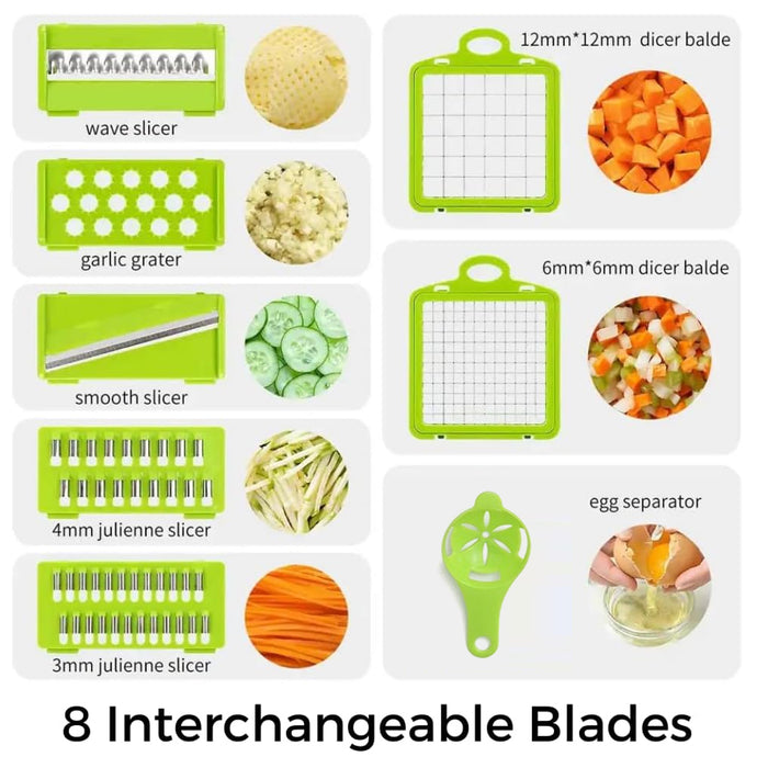 16-in-1 Multi-Functional Kitchen Vegetable Cutter with Interchangeable Blades