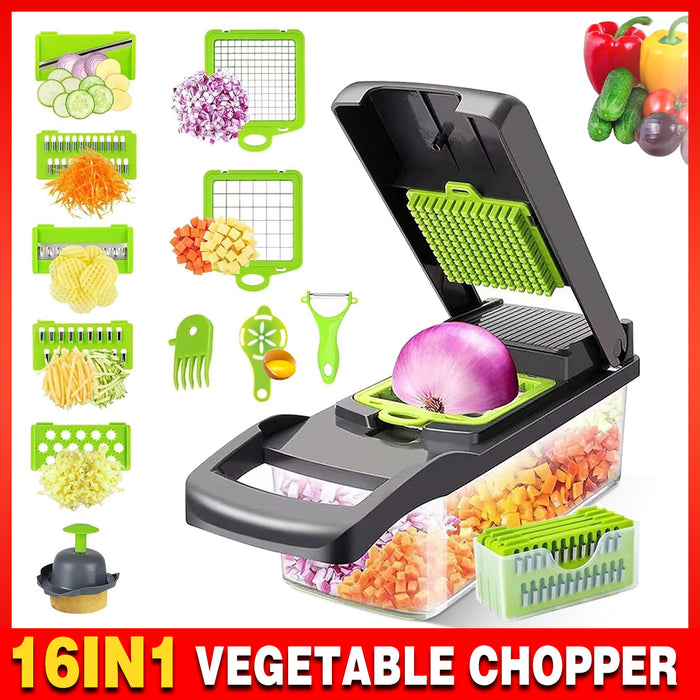 16-in-1 Multi-Functional Kitchen Vegetable Cutter with Interchangeable Blades