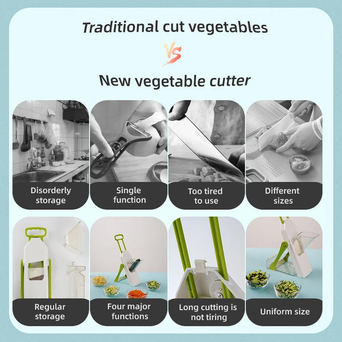 4in1 Vegetable Slicer Multi Blade Food Prep Tool with Safety Pusher