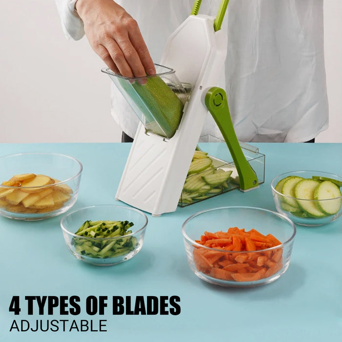 4in1 Vegetable Slicer Multi Blade Food Prep Tool with Safety Pusher
