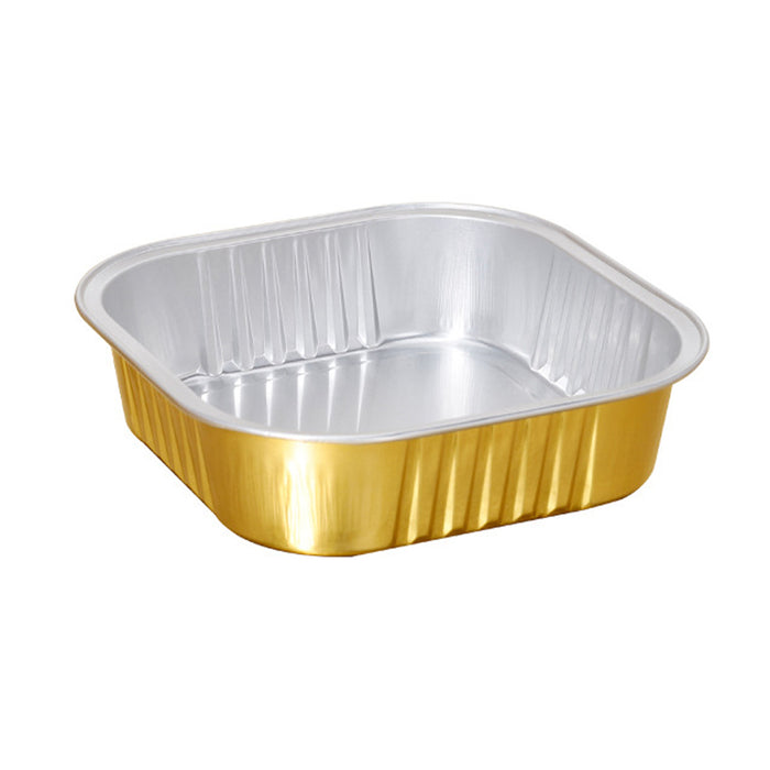 50Pcs Thickened Aluminum Foil Containers with Plastic Lids – Rectangular & Round