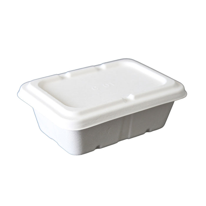 50 Pcs Square Biodegradable Pulp Lunch Boxes Leak-Proof Microwave Freezer Safe 650-950 ml