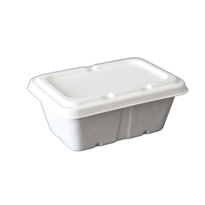 50 Pcs Square Biodegradable Pulp Lunch Boxes Leak-Proof Microwave Freezer Safe 650-950 ml
