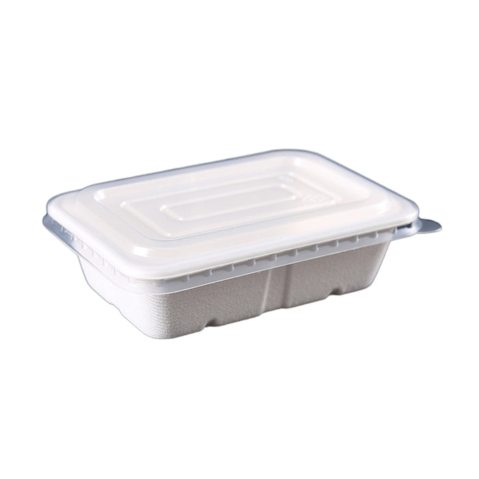 50 Pcs Square Biodegradable Pulp Lunch Boxes Leak-Proof Microwave Freezer Safe 650-950 ml