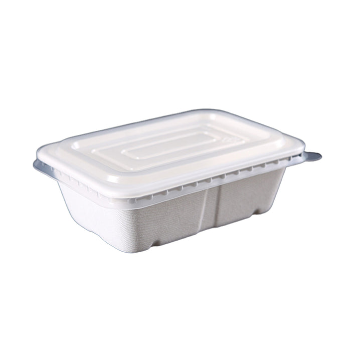 50 Pcs Square Biodegradable Pulp Lunch Boxes Leak-Proof Microwave Freezer Safe 650-950 ml