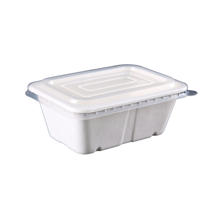 50 Pcs Square Biodegradable Pulp Lunch Boxes Leak-Proof Microwave Freezer Safe 650-950 ml