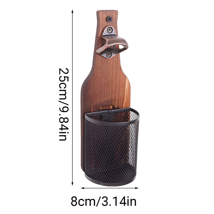 Wall Mounted Bottle Opener Solid Wood 3D Wine Bottle