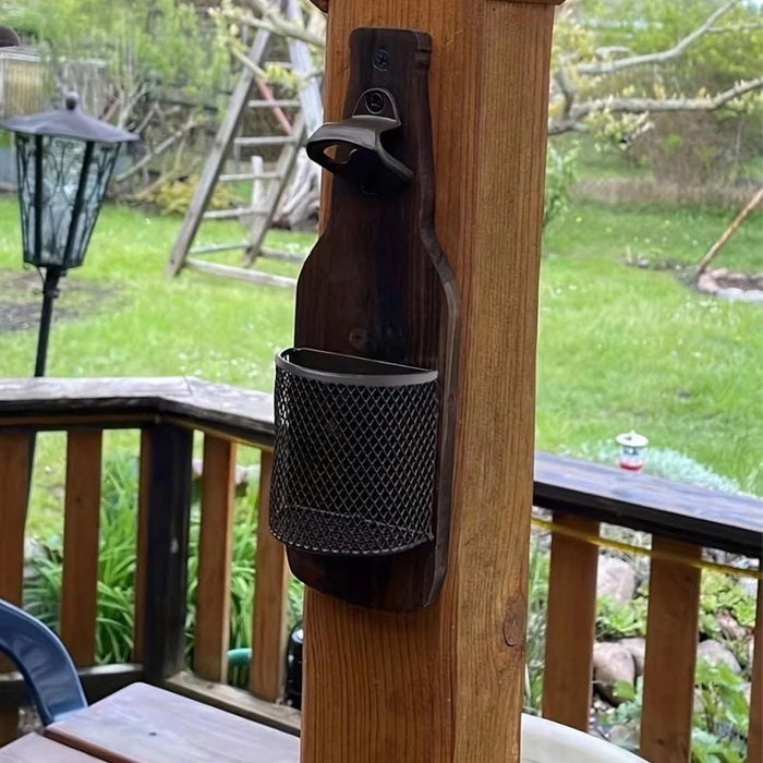 Wall Mounted Bottle Opener Solid Wood 3D Wine Bottle