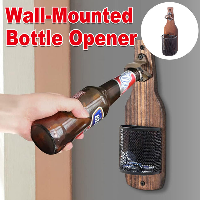Wall Mounted Bottle Opener Solid Wood 3D Wine Bottle