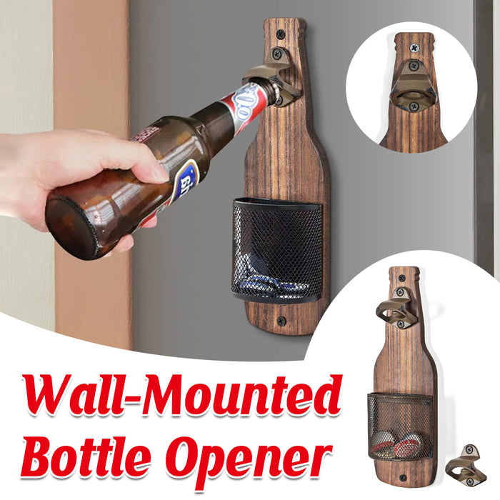Wall Mounted Bottle Opener Solid Wood 3D Wine Bottle