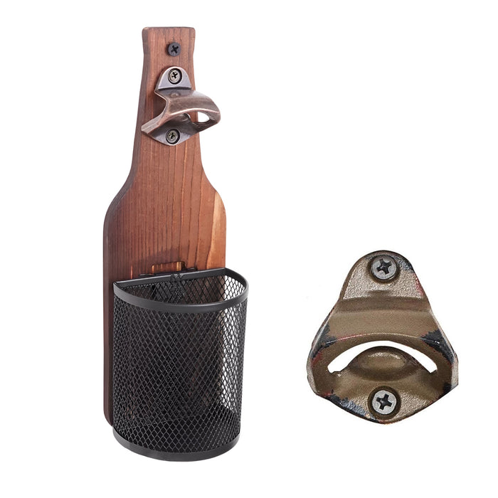 Wall Mounted Bottle Opener Solid Wood 3D Wine Bottle