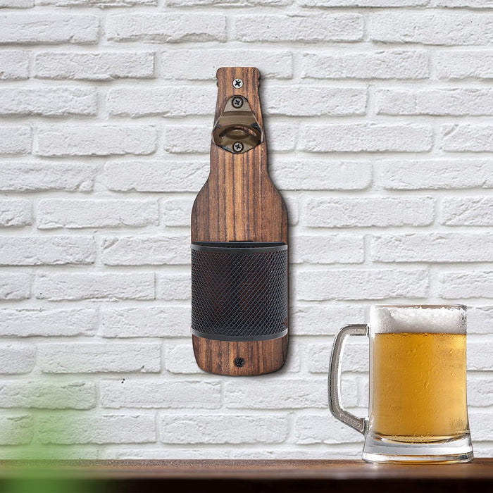 Wall Mounted Bottle Opener Solid Wood 3D Wine Bottle