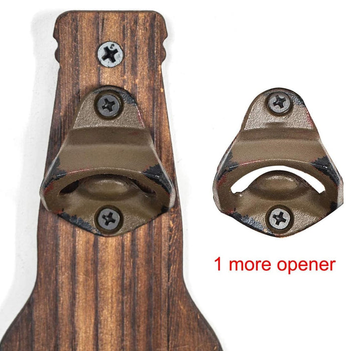 Wall Mounted Bottle Opener Solid Wood 3D Wine Bottle