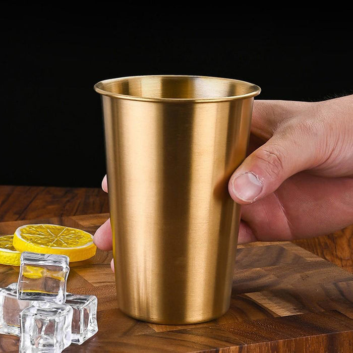6 Pcs 304 Stainless Steel Cups 350ml Gold for Cold Drinks