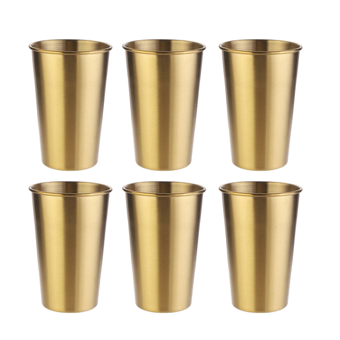 6 Pcs 304 Stainless Steel Cups 350ml Gold for Cold Drinks