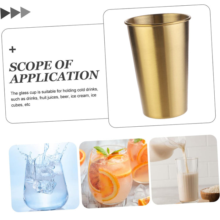 6 Pcs 304 Stainless Steel Cups 350ml Gold for Cold Drinks