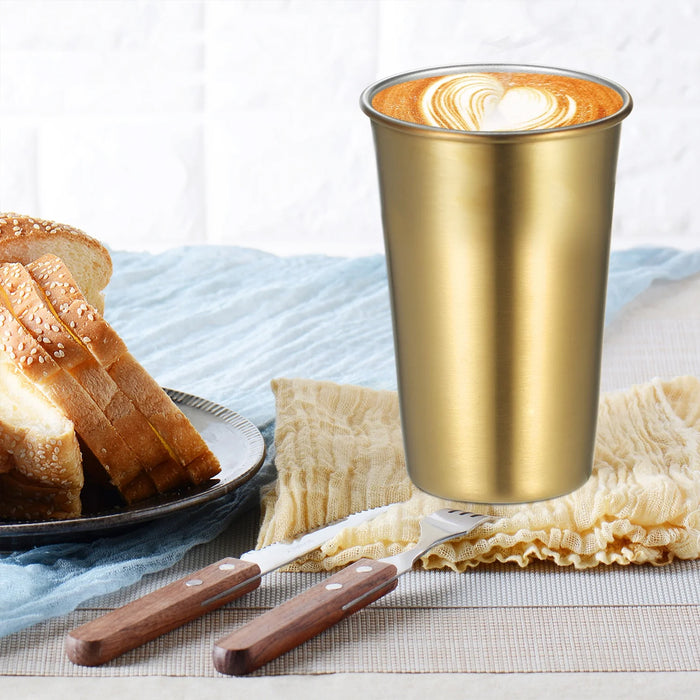 6 Pcs 304 Stainless Steel Cups 350ml Gold for Cold Drinks