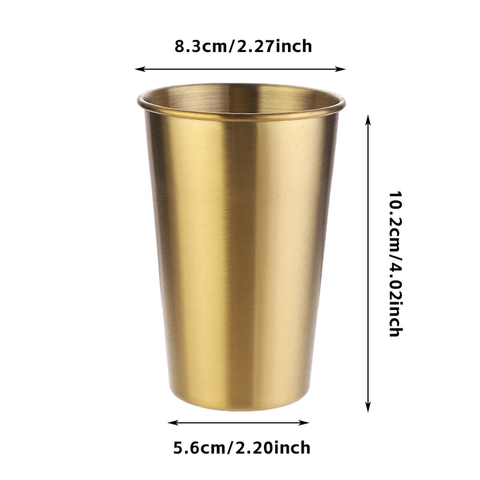 6 Pcs 304 Stainless Steel Cups 350ml Gold for Cold Drinks