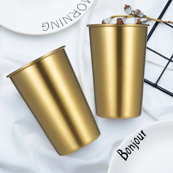 6 Pcs 304 Stainless Steel Cups 350ml Gold for Cold Drinks