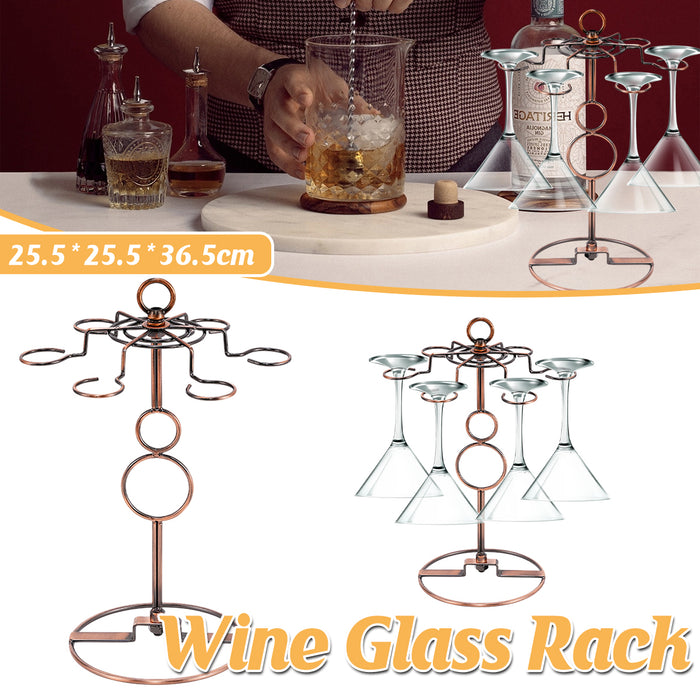 Freestanding Wine Glass Rack Iron Wire Brown for Bar