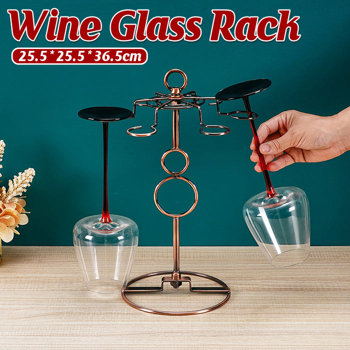 Freestanding Wine Glass Rack Iron Wire Brown for Bar