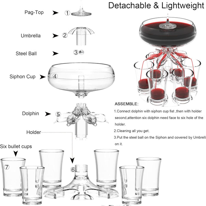 6 Cups Wine Decanter Set with 6-Head Pouring Design
