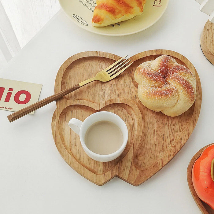 Heart Shape Wood Coffee Dessert Tray