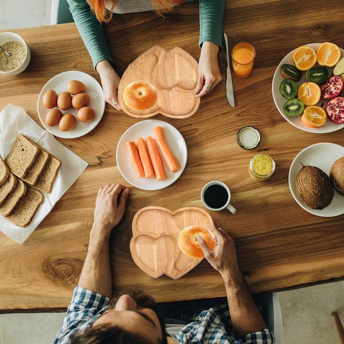 Heart Shape Wood Coffee Dessert Tray