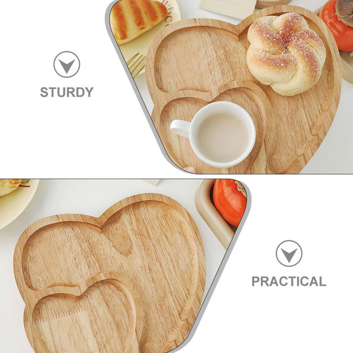 Heart Shape Wood Coffee Dessert Tray