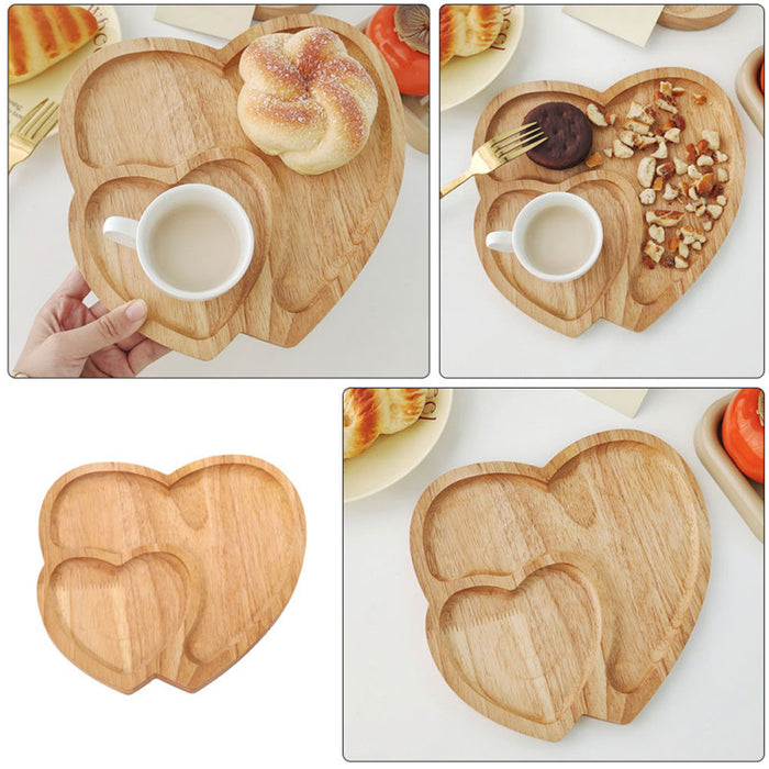 Heart Shape Wood Coffee Dessert Tray