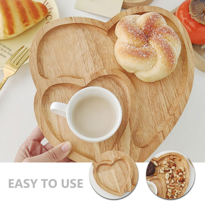 Heart Shape Wood Coffee Dessert Tray