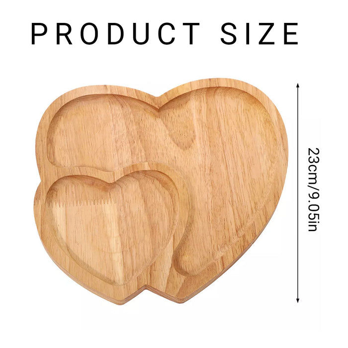 Heart Shape Wood Coffee Dessert Tray