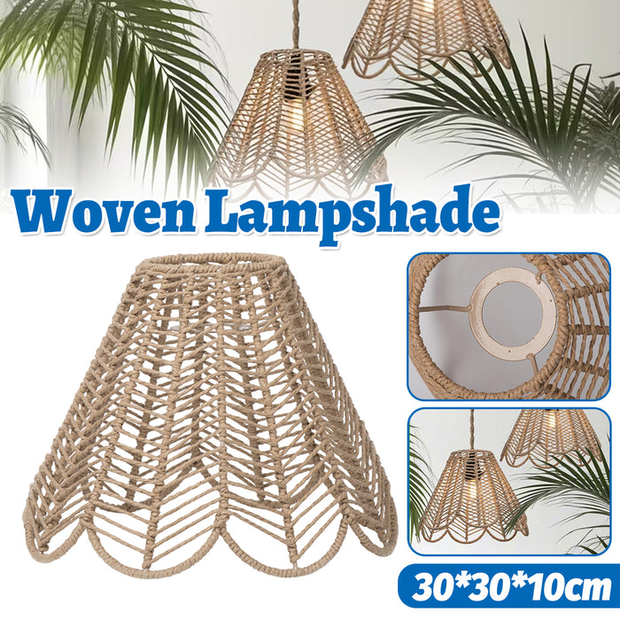 Paper Rope Chandelier Cover Khaki Hand Woven Country Style