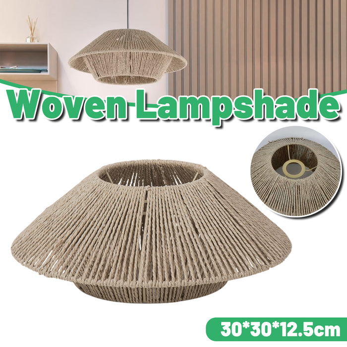Hand-Woven Paper Rope Pendant Lampshade Yellow 30×12.5 cm