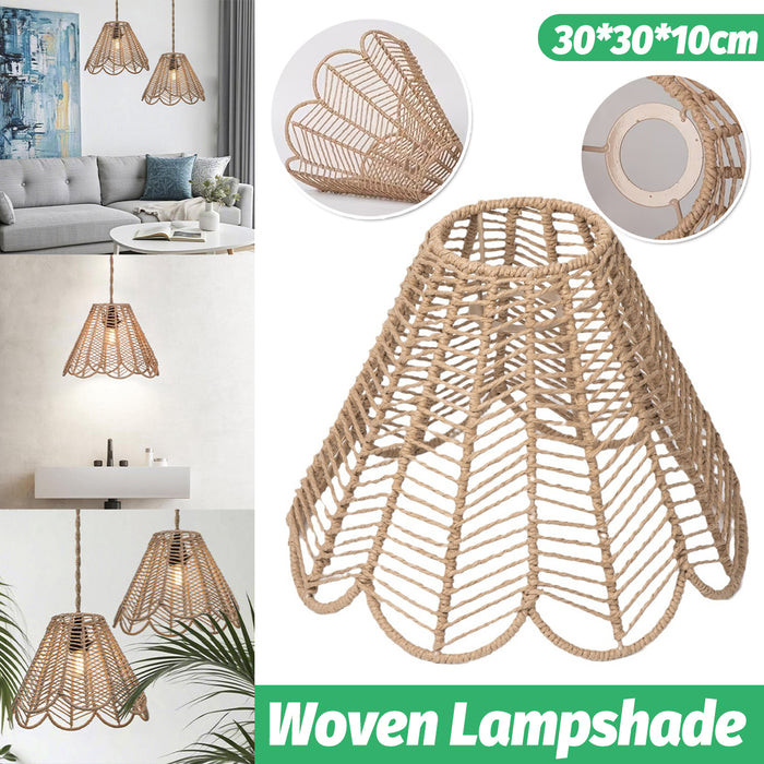 Paper Rope Chandelier Cover Khaki Hand Woven Country Style